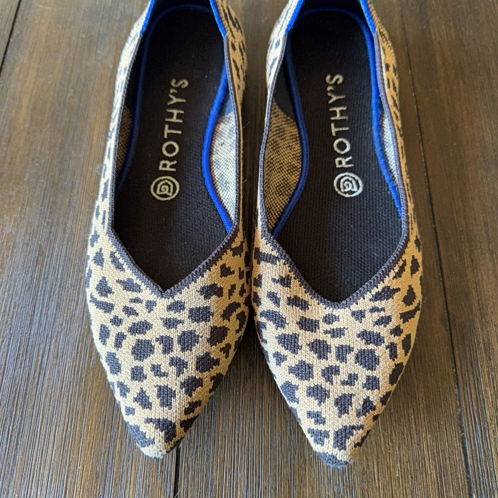 Rothy's Tan and Black Leopard Flats